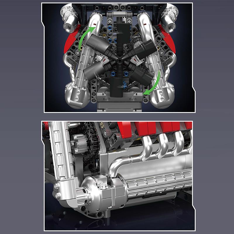 Mould King 10203 Der MB Auto V8 Motor Baustein Technisches Auto Motor Ziegelstein Set Montage Motor Spielzeug Kinder Weihnachtsgeschenk