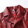 Giacca in pelle PU da uomo, tinta unita, casual, vestibilità slim, con cerniera, manica lunga, colletto rovesciato, giacca in pelle da motociclista, abbigliamento da uomo