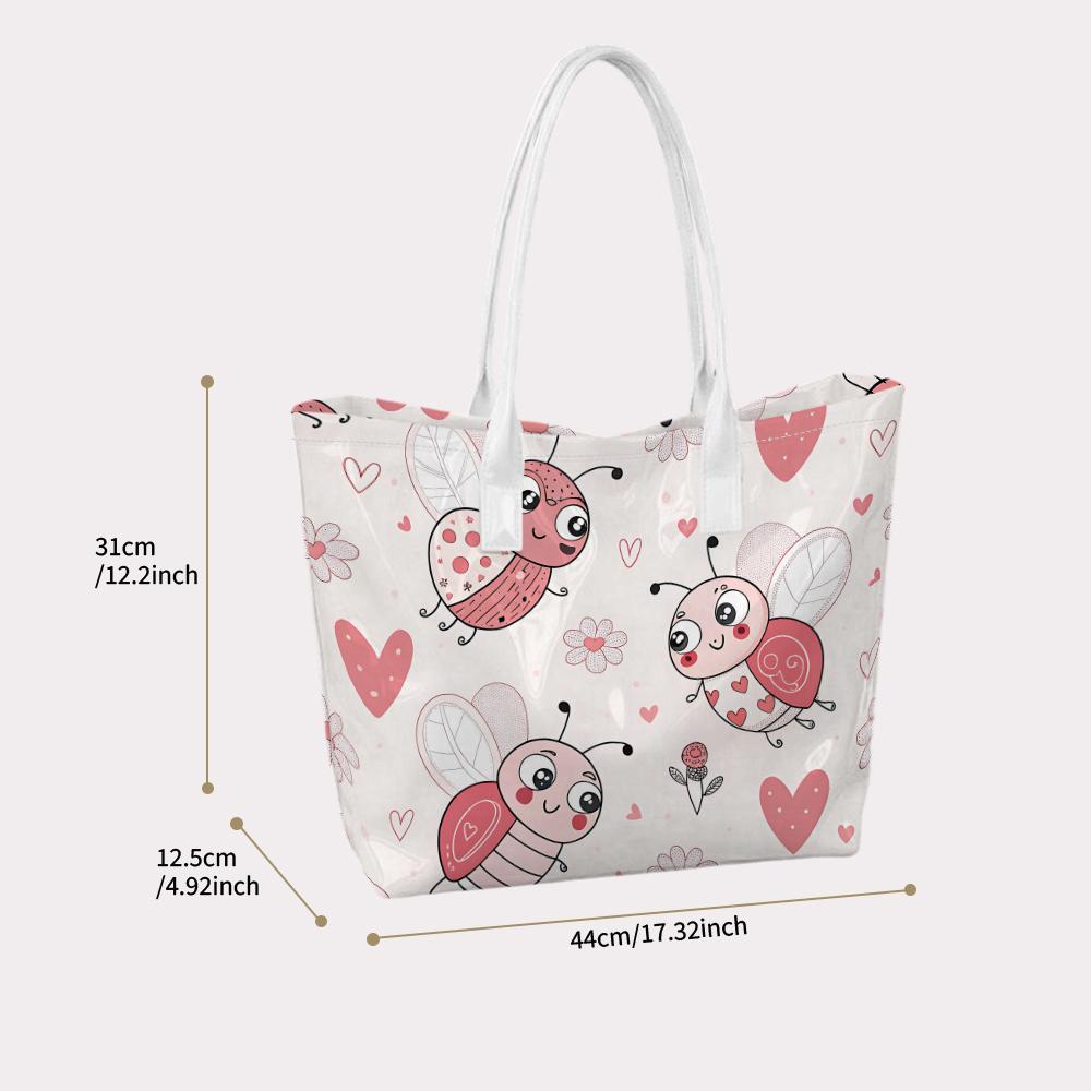 Cute Ladybug Print Tote Bag Casual Daily Carry Lightweight Shoulder Bag for Women Shopping Outdoor