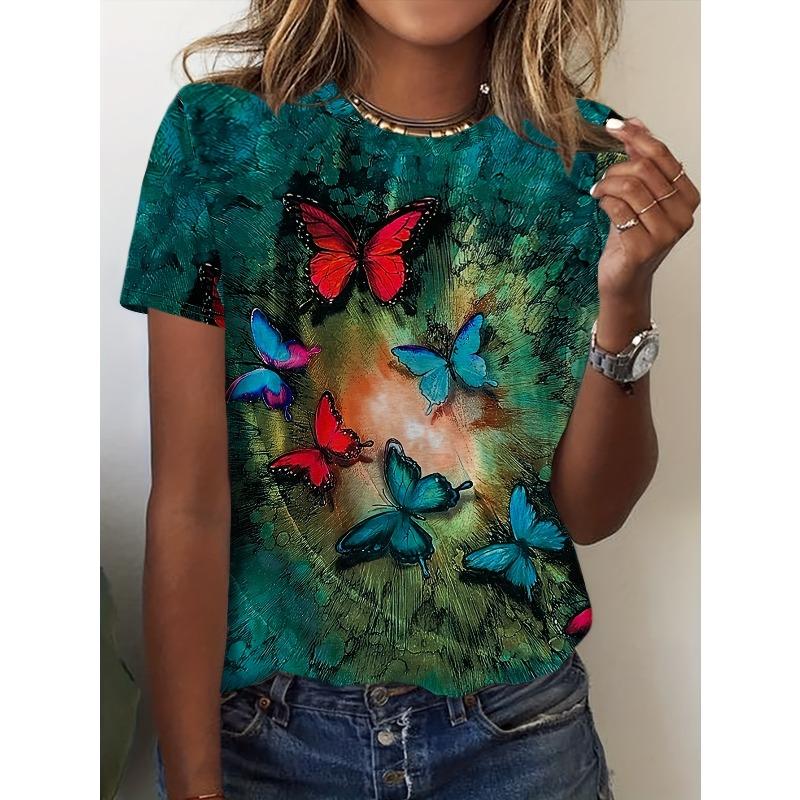 Loose Crew Neck Top Casual Simple Short Sleeve Fashion T-Shirts Women’s