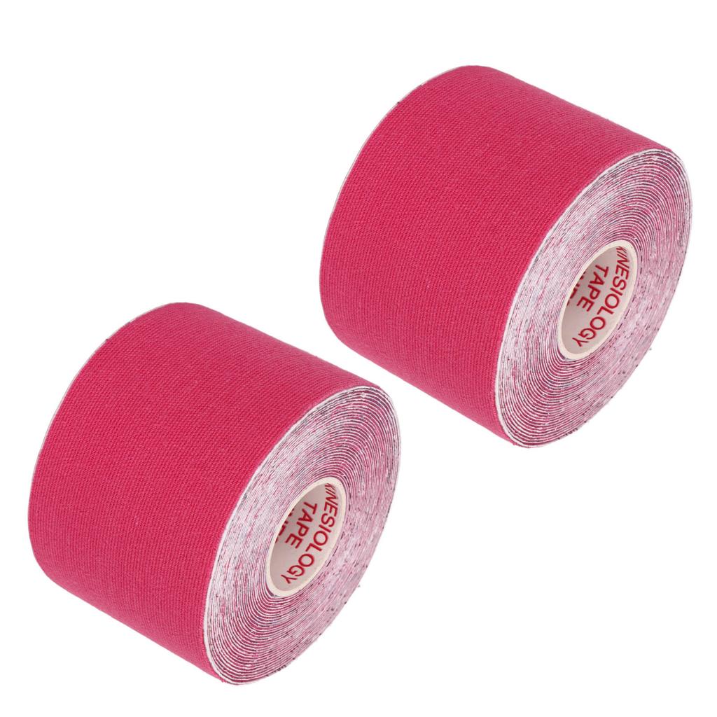 2PCS Athletic Kinesiology Tape 5cm Width 5m Length Muscle Sticker Protector for Fitness Badminton Rose Red