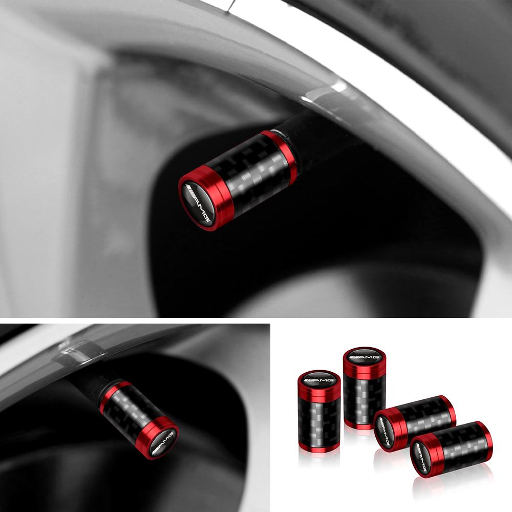 4PCS Carbon Fiber Car Wheel Tire Valve Caps Tyre Rim Stem Covers for Mercedes Benz W203 W206 W220 W205 W211 W212 W201 W210 W108 RY1
