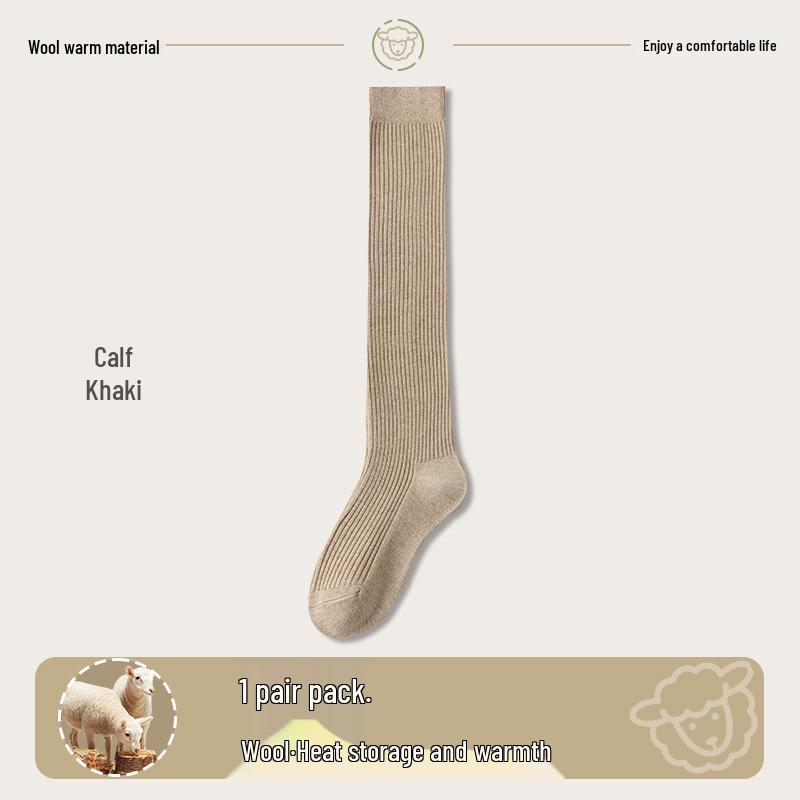 Wool Over-the-Knee Stripe Socks - Slim, Warm, Thigh-Length for Autumn & Winter