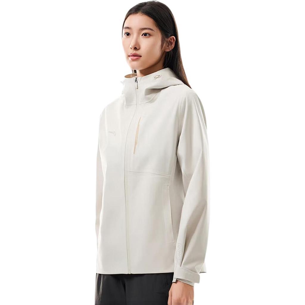 Anta Versatile Zip-Up Hooded Hard Shell Simple Waterproof Windproof Breathable Jacket Women Outerwear 162537616-1