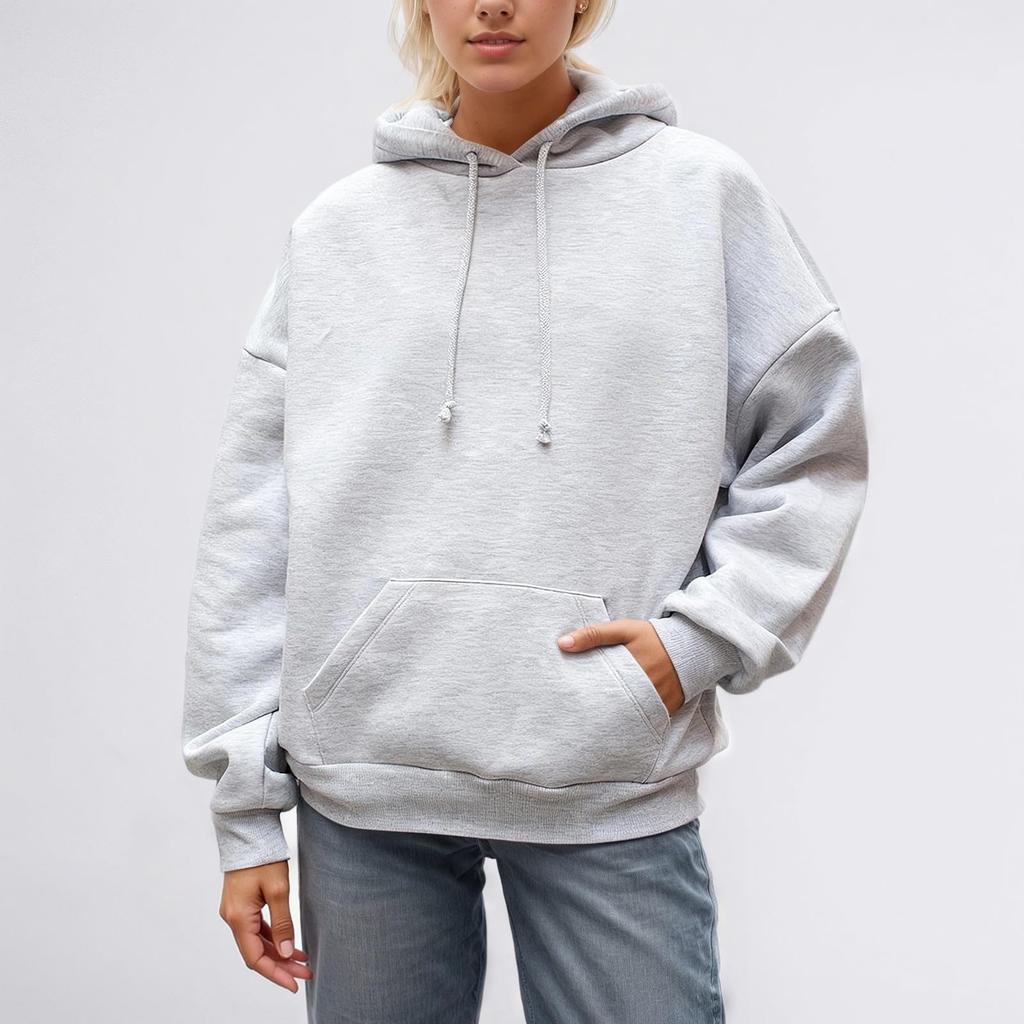 Sudadera casual de manga larga y cuello redondo para mujer, sudadera de color