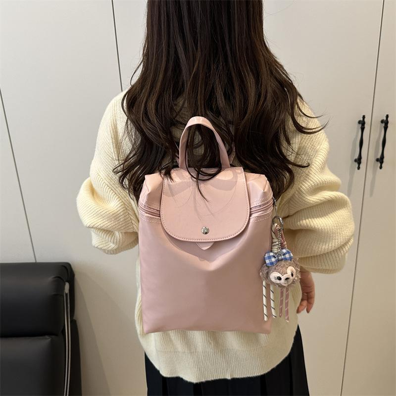 Schoolbag Texture Double Backpack Women's New Backpack Fashion Solid Color Schoolbag Female College Student Travel Bag Student Bag Wholesale