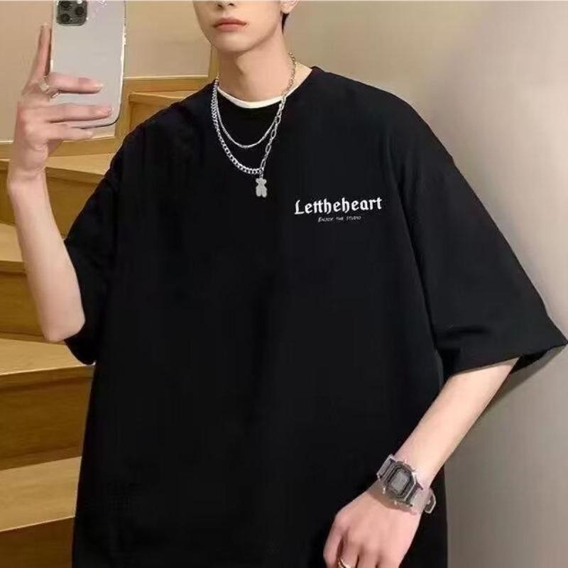 Short-sleeved T-shirt for Men, Summer New Korean Version, Trendy Brand T-shirt, Loose and Versatile, Round Neck, Half-sleeved, Simple Men's Top