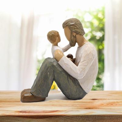 Statuie Tată și Fiu - Figurine Tată și Fiu pentru Raft de Cărți, Vitrină, Decorațiuni de Masă Cadou de Ziua Tatălui Cadou de Ziua de Naștere Pentru Tată