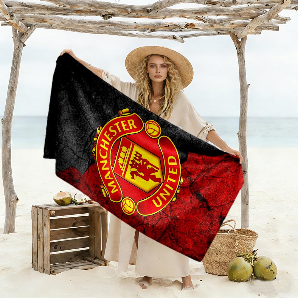 Asciugamano da Spiaggia Logo Manchester United Super Morbido Microfibra Tessuto Quickdry Confortevole Leggero Perfetto per Viaggiare Yoga Campeggio e Nuoto