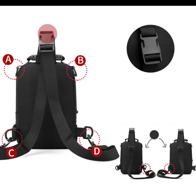 Geantă de umăr pentru bărbați, impermeabilă, USB, pentru bărbați, geantă pentru piept pentru bărbați, antifurt, scurtă de călătorie, pentru piept.