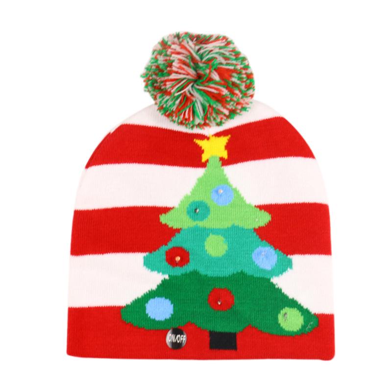 Cross-border Hot-selling Adult Winter Christmas Series Wool Hat LED Lighting Warm Knitted Hat Scarf Set Wholesale