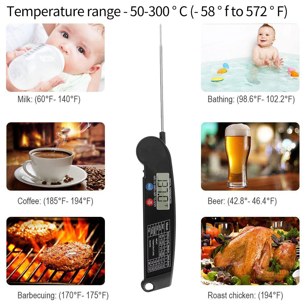 Thermometer Digital Sofortlese Fleischthermometer Lebensmittel Kochtemperaturtester mit Drehbar