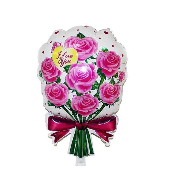 Buy I LOVE YOU Flower Foil Balloon Rose Bouquet Mylar Balloons ...