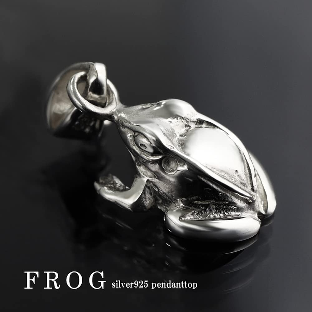 Shinjuku Gin No Kura Green Frog Silver 925 Pendant Top (Chain Not Included) Women's Necklace Charm Frog Miniature Lucky Charm for Work Luck