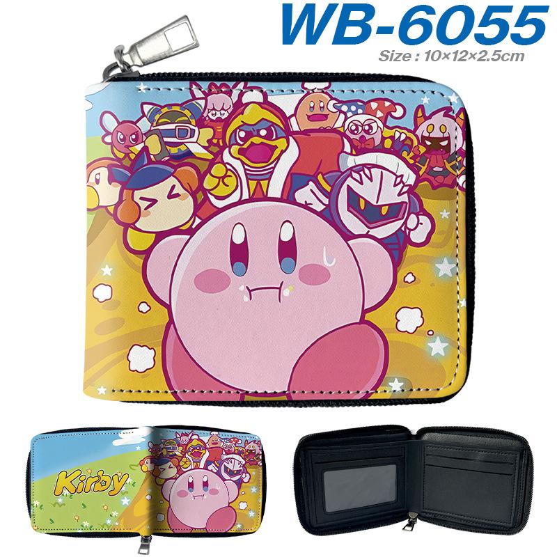 Kirby Short Wallet PU Leather Full Color Cartoon Pattern Zip Coin Purse Pink 1pcs