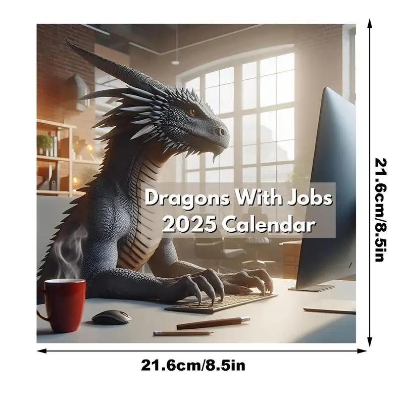 Jobkalender Drachen, 2025 Kreativer Wandkalender Lustiger Drachenkalender Vertikale Monatskalender Für Heimorganisation