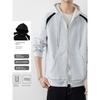 Foreign Trade Surplus Casual Hooded Zip-Up Sweatshirt for Men, New Spring and Autumn Color-Blocking Student Versatile Sports Loose Jacket