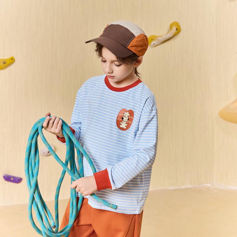 MQD Boys' Preppy Color Block Stripe Long Sleeve T-Shirt