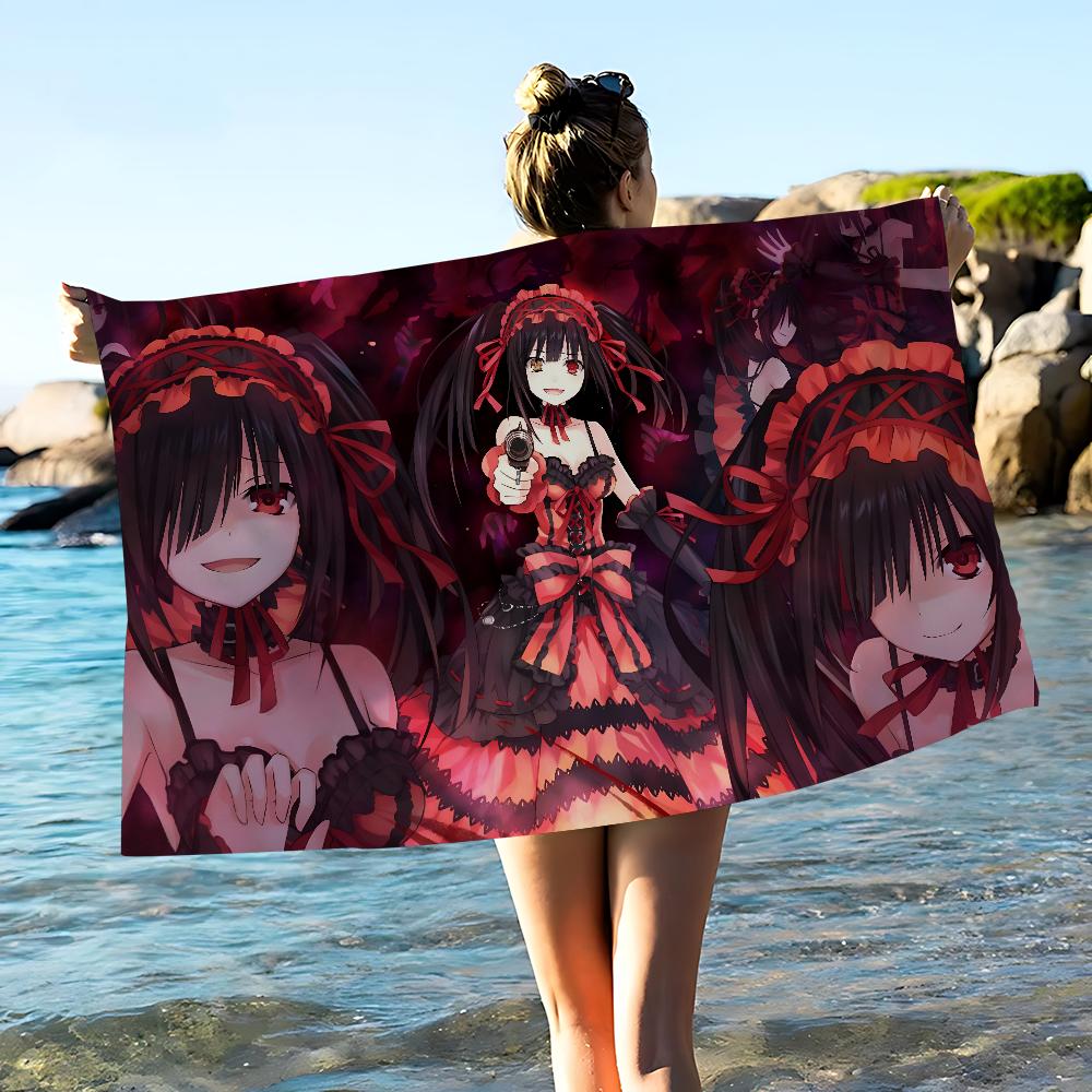 Tokisaki Kurumi Bath Towel Microfiber Soft Water Absorbing Breathable For Girl Kids Decorative Cartoon Beach Towel