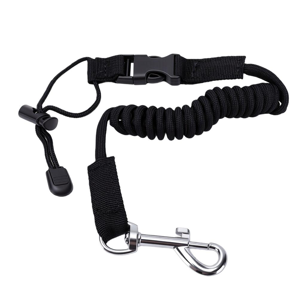 Kayak Paddle Leash Stretchable Shock Cord Fishing Pole Safety Tether with Ti Alloy Hook Black