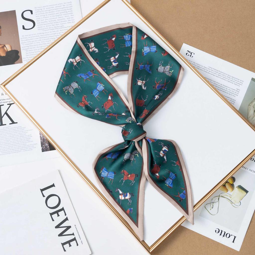 Korean Fashion Silk Scarf: Versatile Women's Neck Decoration for Spring & Autumn