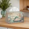2D Flat, 2D Flat, 1pc 2D Printed Mermaid Dreamy Style Bath-themed Tissue Box, Suitable for Bathroom, Bedroom, Living Room, Vacation Cottage, Polyester