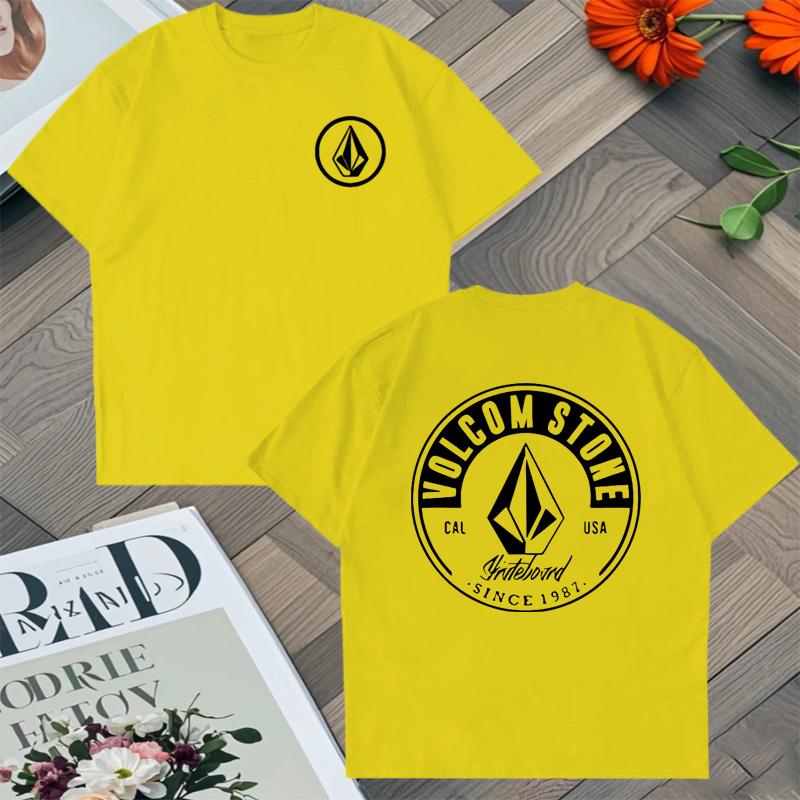

2025 New in Top Volcom Stone Double Sided Printed Oversized tshirt Unisex Women 100 Cotton Crew Neck short sleeve Unisex tshirts 4XL