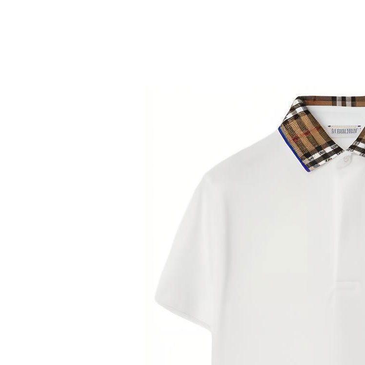 Burberry T Shirt Kids' Apparel Check Collar Cotton Polo Shirt White Kids' 80731601