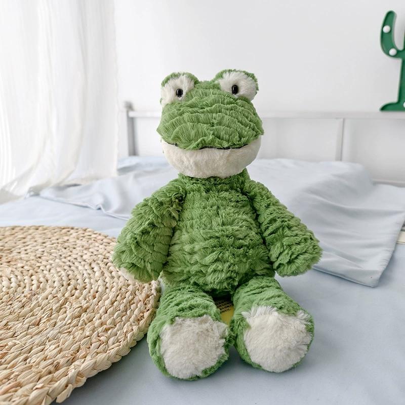 

36cm Furry Green Frog Doll Stuffed Animal Cute Smiling Frog Plush Toy Sleeping Plushies Holiday Brithday Appease Gifts For Girl 36cm
