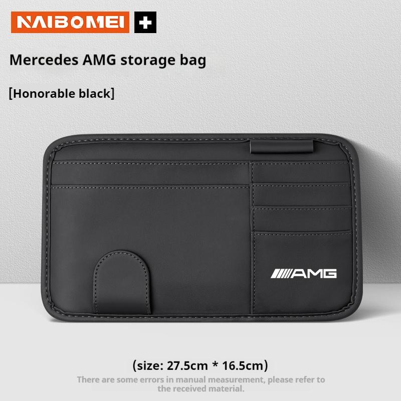 Car PU Leather Sun Visor Glasses Clip Card Holder Storage Pockets For Mercedes Benz AMG R C E V Class Viano SLK GLC SL Vito GLK