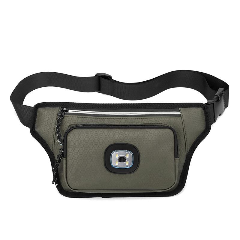 Crossbody bag with light Multifunctional lighting Breast bag Outdoor leisure cycling Sports large-capacity sports fanny pack