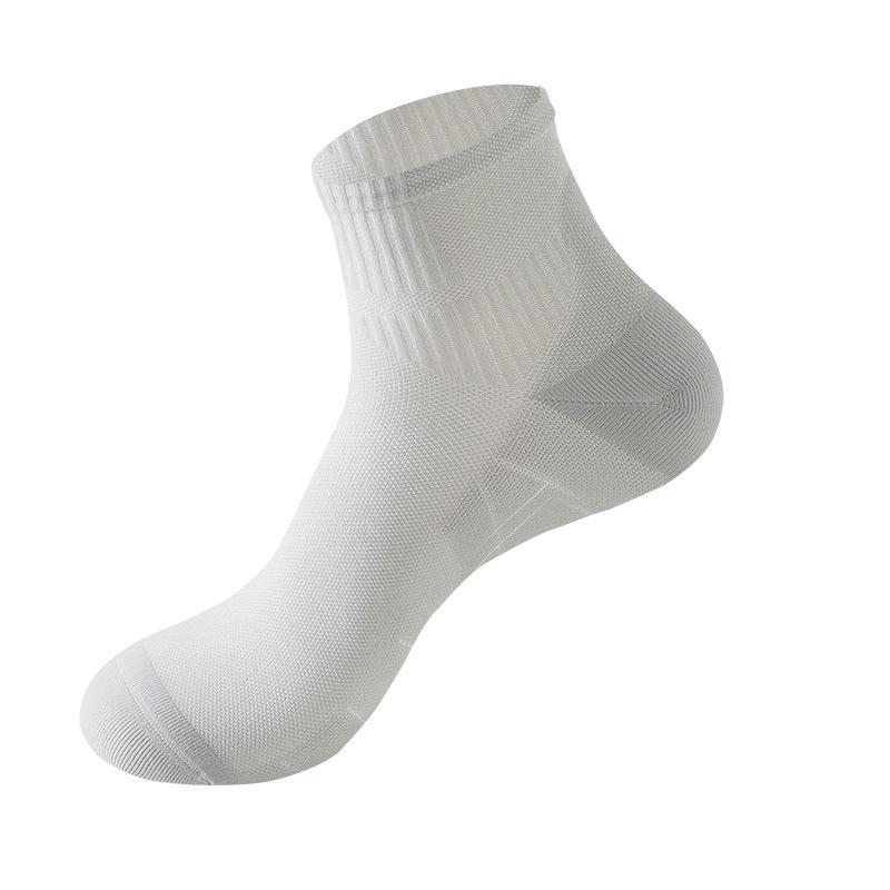 Unisex Breathable Mesh Mid-Calf Sports Socks, Non-Slip Towel Bottom for Autumn/Winter Running and Basketball
