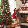 12Pcs Red Velvet Long Bow Christmas Tree Pendant Fireplace Wreath Accessory Christmas Home Festive Decorations