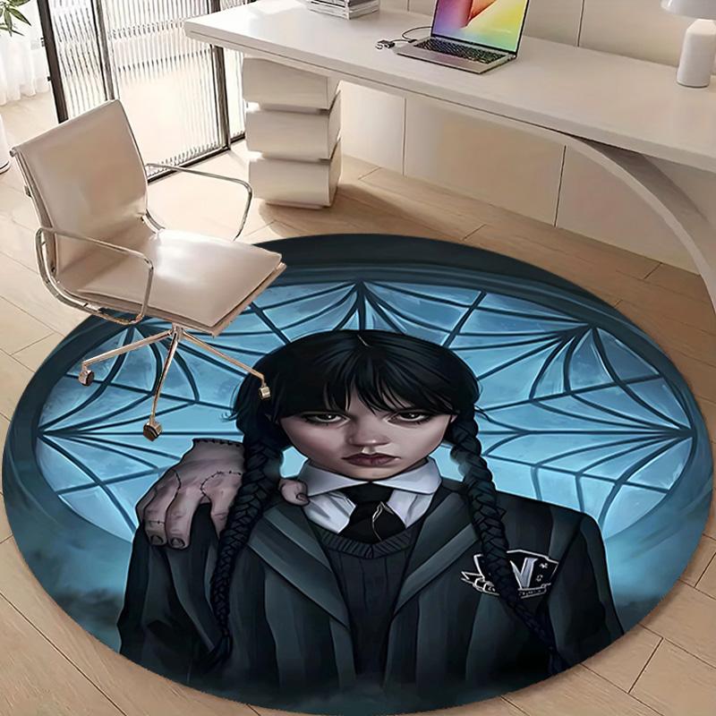 1pc Addams Family Wednesday3 Design Printed Area Round Carpet for Bedroom Living Room Home Decor Rugs Mat Non Slip Mat Rug for Bedside