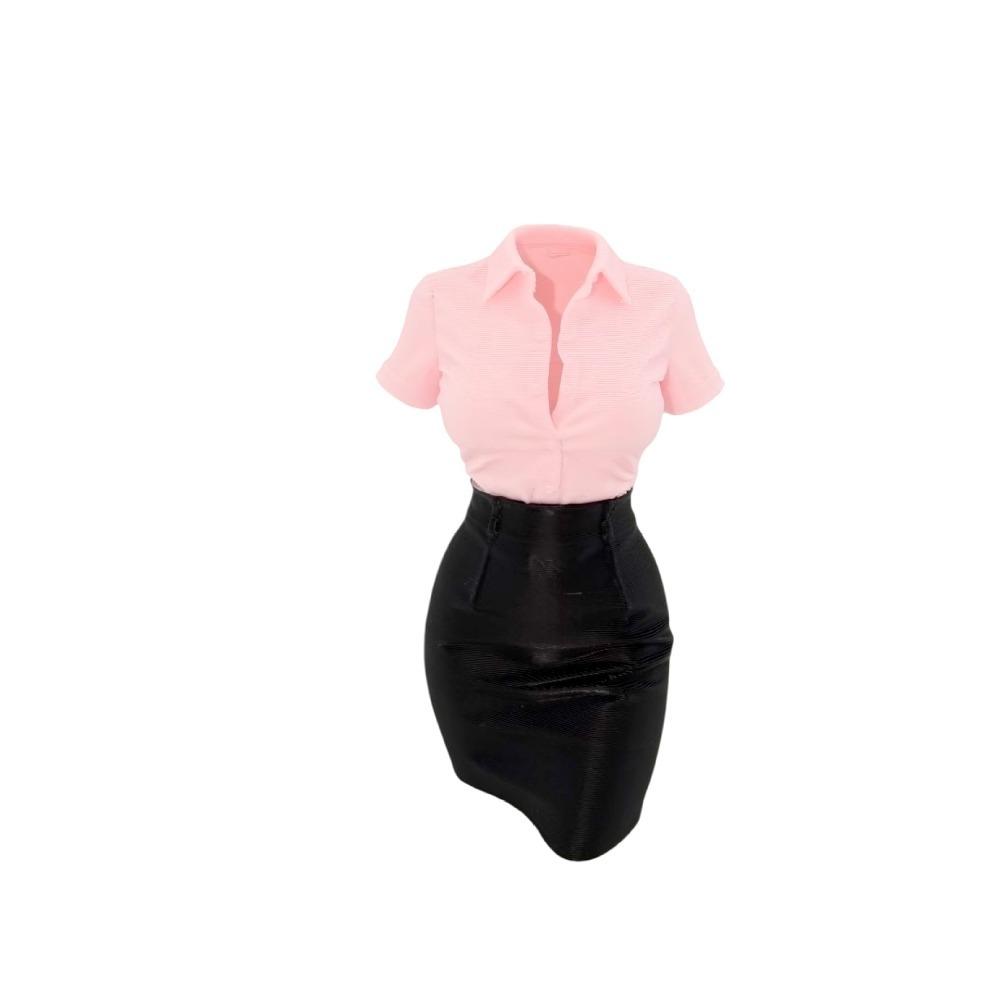 Leather Skirt Lady Half-Body Statue White Shirt Professional Clothing Figurine  Entryway Display
