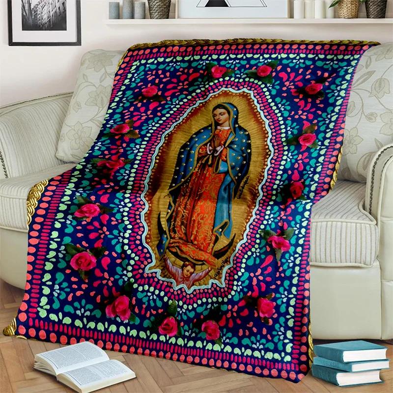 3D Blessed Virgin Mary Jesus HD Blanket,Soft Throw Blanket for Home Bedroom Bed Sofa Picnic Travel Office Rest Cover Blanket Kid