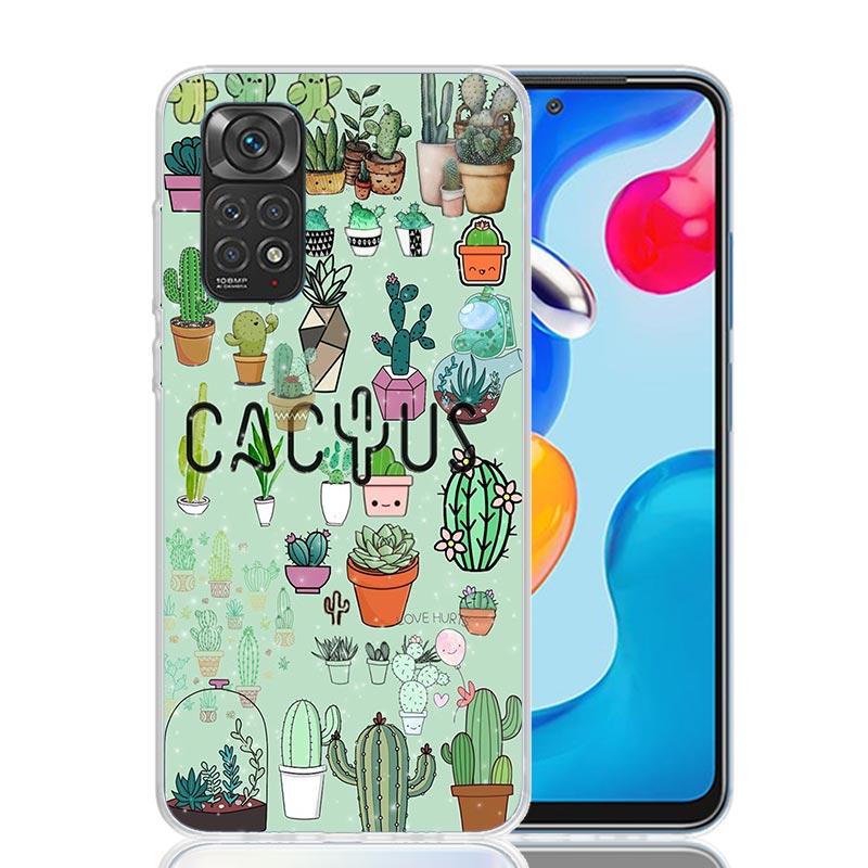 Cactus Vintage Flower Case Phone Cover for Xiaomi Redmi Note 14 13 12S 12 11S 11 11T 11E 10S 10 Pro Plus 5G Trend Fundas Note 13