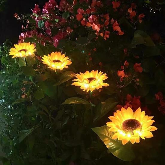 Solar-Gartenlicht, Wasserdichtes Automatisches Ein/Aus-Design, Sonnenblumenförmige Gartenlampen für Hof Terrasse