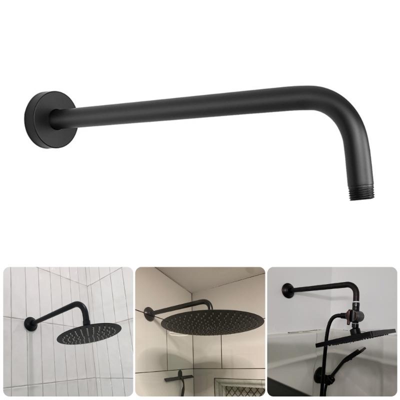 Practical Matte Black Replacement Shower Arm Wall Mounted Bathroom Accesspru for Enhances Shower Experience Daily Use