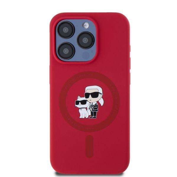 Karl Lagerfeld Klhmp15Lscmkcrhr Iphone15 Pro 6.1 Czerwony/Red Hardcase Silicone Karl&Choupette Heads Ring Magsafe