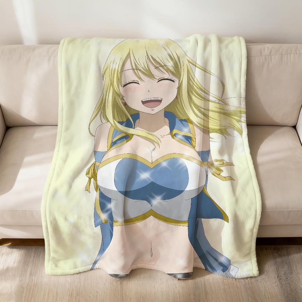 Anime Kawaii Cute L-Lucy H-Heartfilia Flannel Soft Warm Plush Blanket Sofa Living Room Pet Hogar Bedroom Gift Home Car Portable