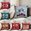 Anime Funny Little Monster Pillow Case Anti-dustmite Pillowcase Invisible Zipper Silky Short Plush Sofa Cushion Cover