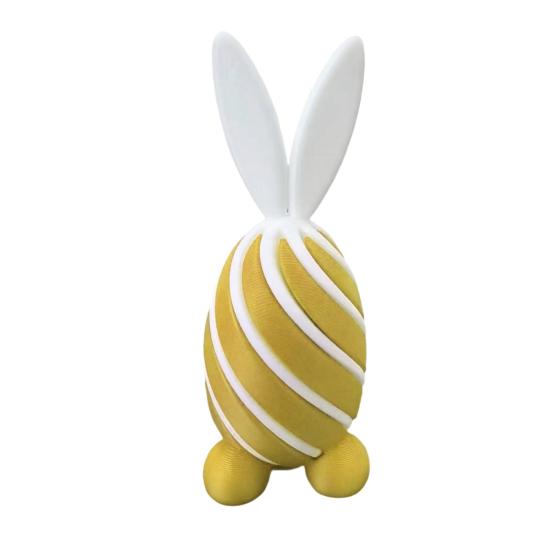 3D Printed Spiral Rabbit Figurine Two-Tone Easter Bunny Figurine Stress Relief Egg Sculpture for Home Office Desk Bookshelf Decor 7.5cm