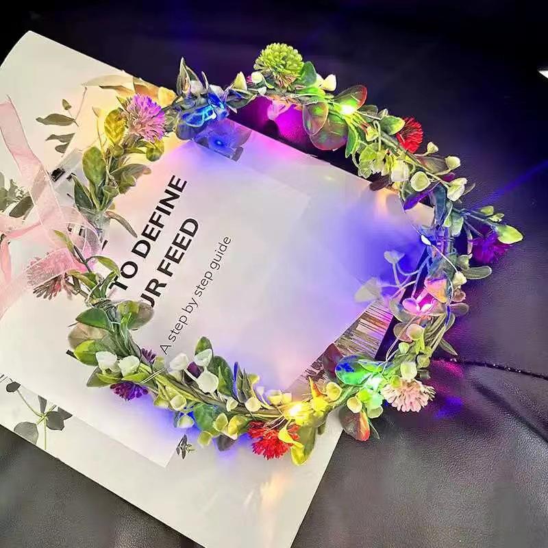 

Светящийся венок из цветов феи в стиле Мори - Свадебная заколка для волос и детский фотоаксессуар