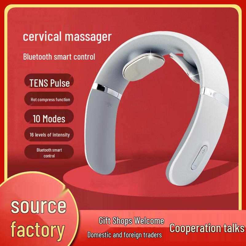 Meilan Cervical Vertebra Neck Massager with EMS Pulse Heater - Neck and Shoulder Protector, Perfect Holiday Gift Rechargeable белый