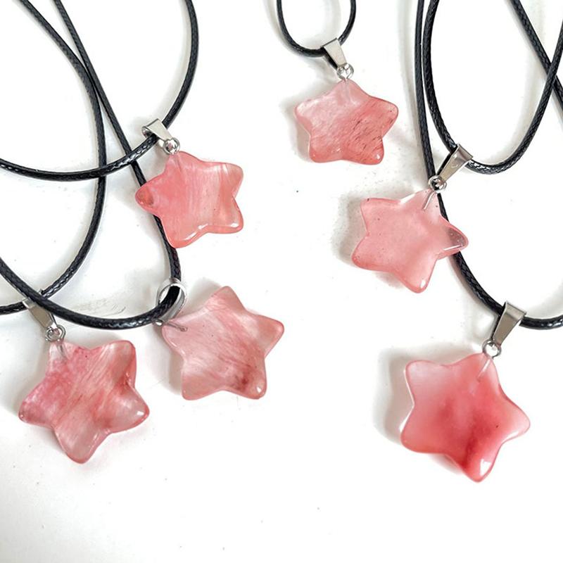 Collar con colgante de estrella de piedra de color de moda Cadena de clavícula creativa versátil Pentagrama Para mujer Joyería de fiesta Regalo