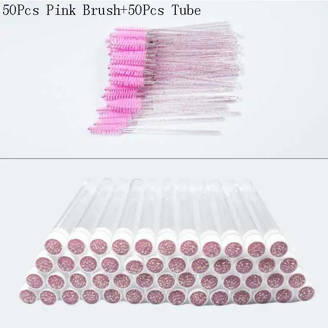 Reusable 50sets Eyelash Mascara Wands With Tube Lash Spoolie Brush In Container Disposable Eyebrow Applicator Case Wholesale