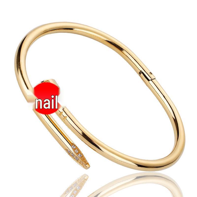 Elegant Slim Waist Titanium Steel Bracelet with Diamond Inlay, 18K Gold, Women's Niche Design