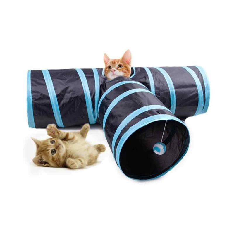 Collapsible Cat Tunnel for Indoor Use, Portable Design for Easy Transport, Keep Your Pet Active with Multi-Tunnel Play System, Interactive Fun