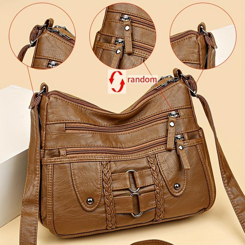 Women's Faux Leather Multi-pocket Crossbody Bag